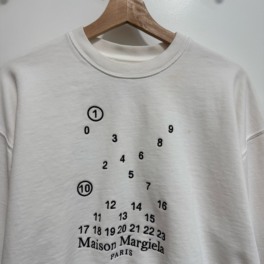 Maison Margiela Paris Numbers Logo Crew Neck Sweatshirt Women XS Embroidered - Picture 3 of 16